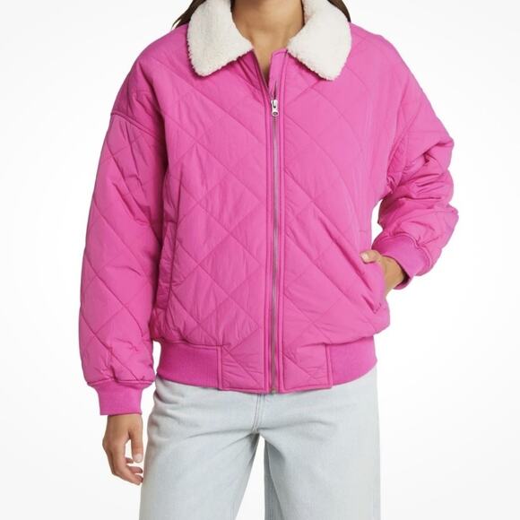 Thread & Supply Jackets & Blazers - Thread Supply Pink Dad Coat Bomber Jacket Shearing Collar Size Small